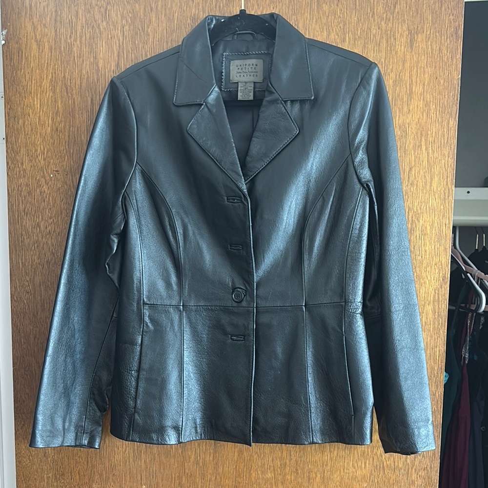 Black real leather vintage jacket
